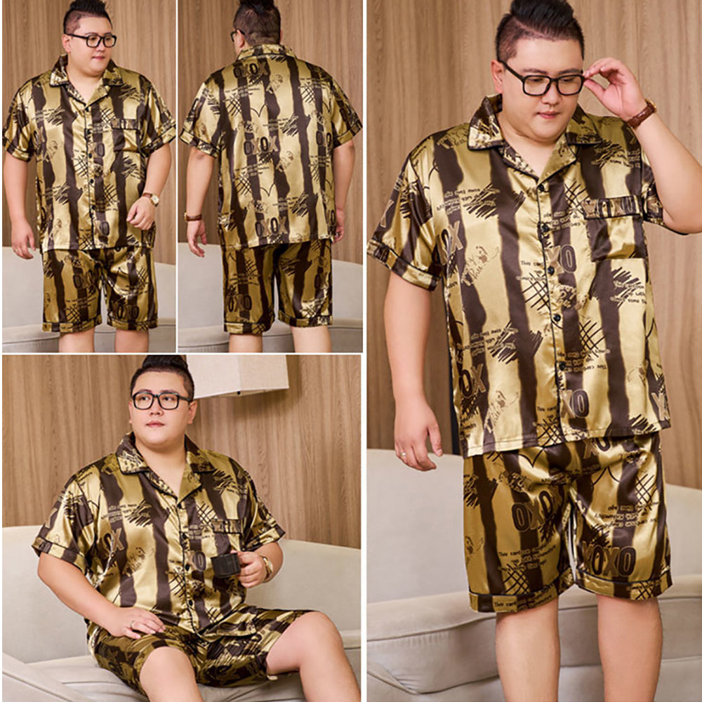 3XL-5XL For 165kg Big Size Men's Pajamas Summer Ice Silk Thin Breathable Male S image 20