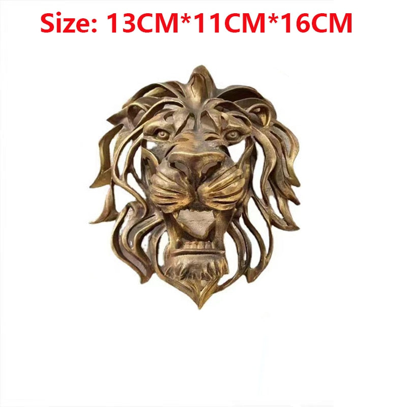 Rare Find Large Lion Head Wall Mounted Art Sculpture Gold Resin Lion Head Art W image 3
