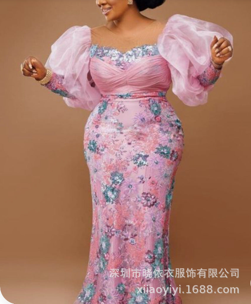 Luxury African Dress for Women Elegant Lady Wedding Evening Dresses Femme image 1