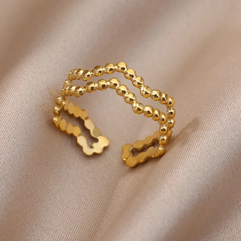 Stainless Steel Rings for Women Aesthetic Sunflower Gold Plated Wedding Couple image 31