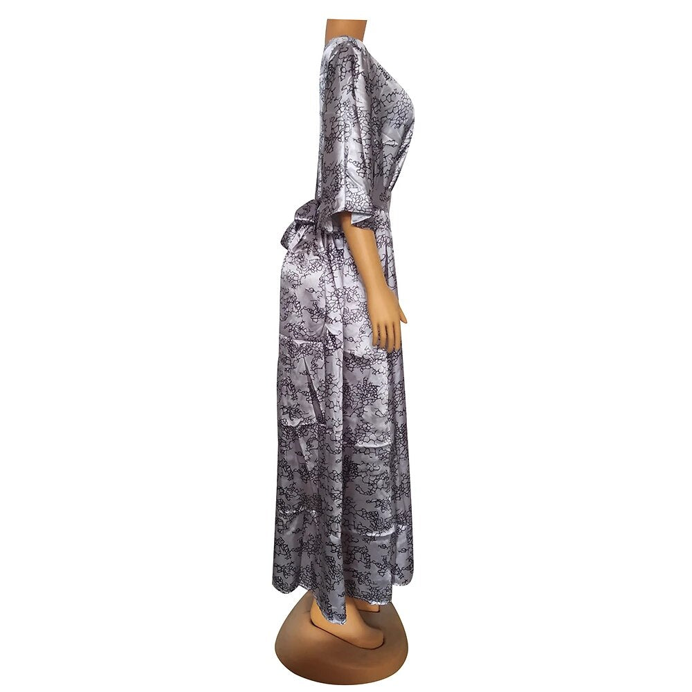 High Quality Abayas Maxi Dresses For Women Crew Neck Half Sleeve Party Fashion image 5