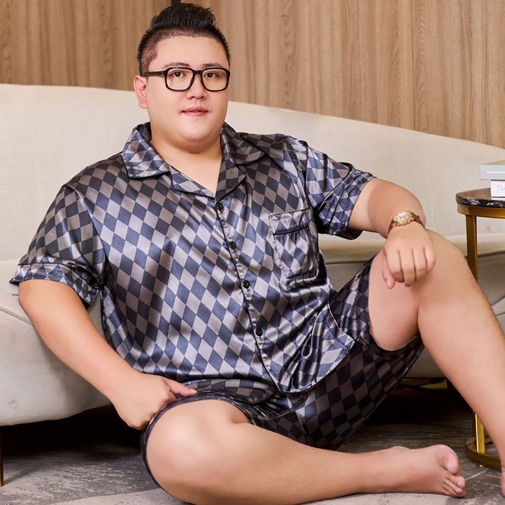 3XL-5XL For 165kg Big Size Men's Pajamas Summer Ice Silk Thin Breathable Male S image 18