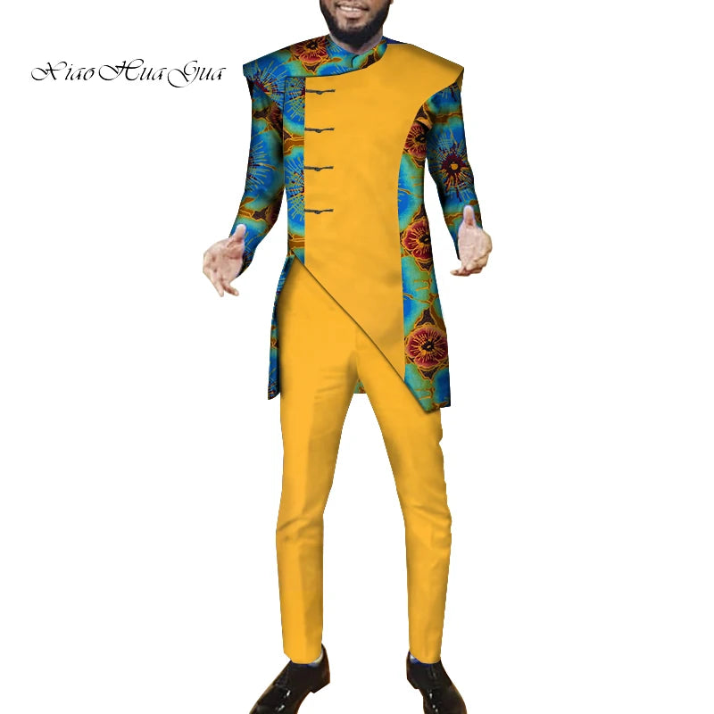 African Men Suits Sets Tops+Trousers Fashion Printing African Clothes for Men F image 4