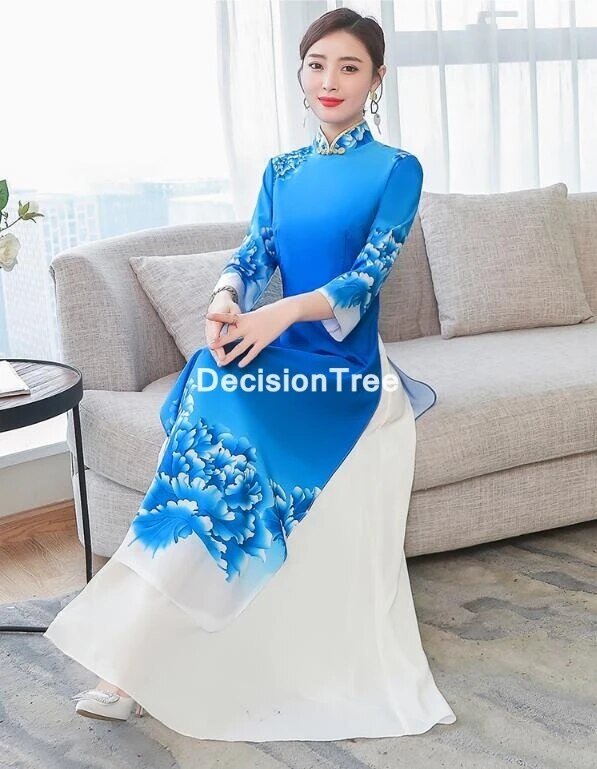 2022 woman chiffon aodai vietnam traditional clothing ao dai vietnam dress wome image 2