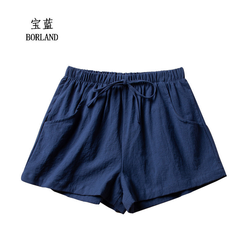 Casual Linen Shorts Women Gym Workout Shorts Cotton Short Pants High Waisted Bl image 4