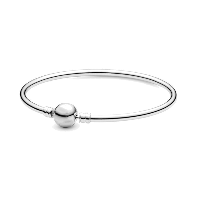 Fashionable 925 Silver Plating Moments Gold Round Clasp Snake Chain Bracelet Fi image 3