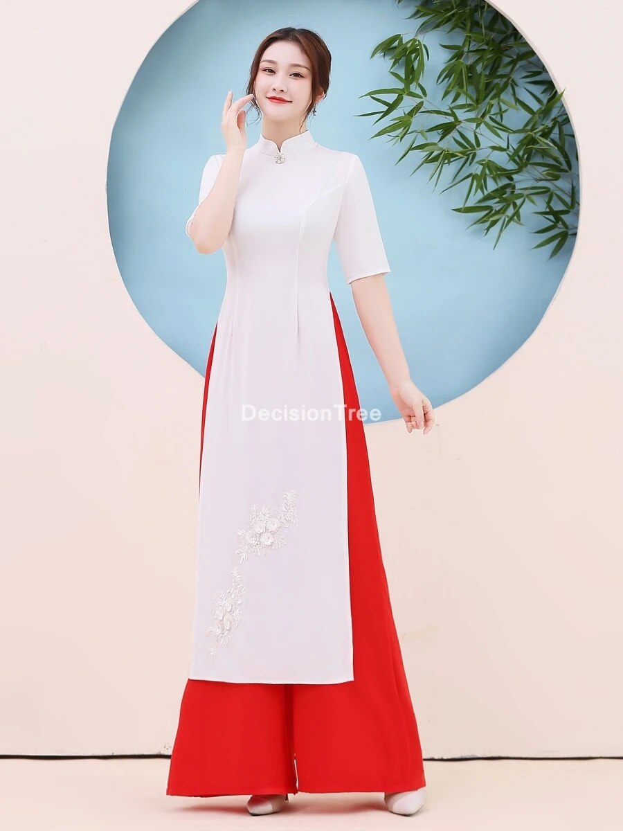2022 ao dai dress vietnam dress women oriental chiffon lace dress vietnam cloth image 2