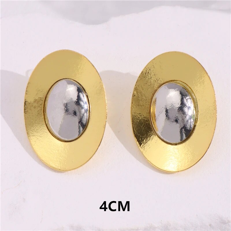 HangZhi New Design Cowhorn Vortex Stud Earring Geometric Gold Sliver Color Spir image 6