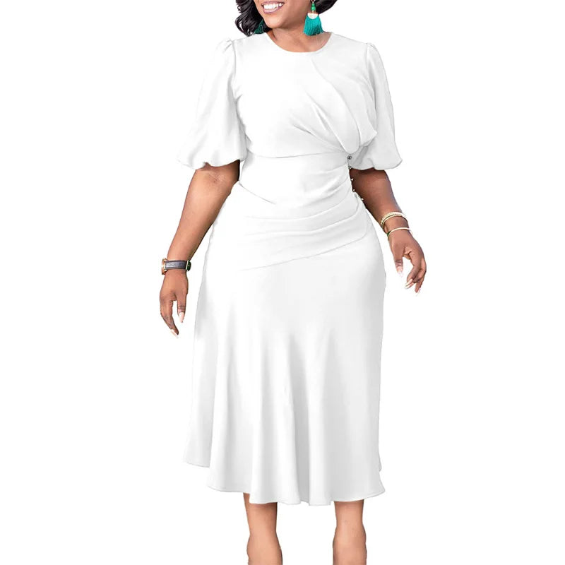 White Green Red Polyester African Dresses for Women Summer African Half Sleeve image 9