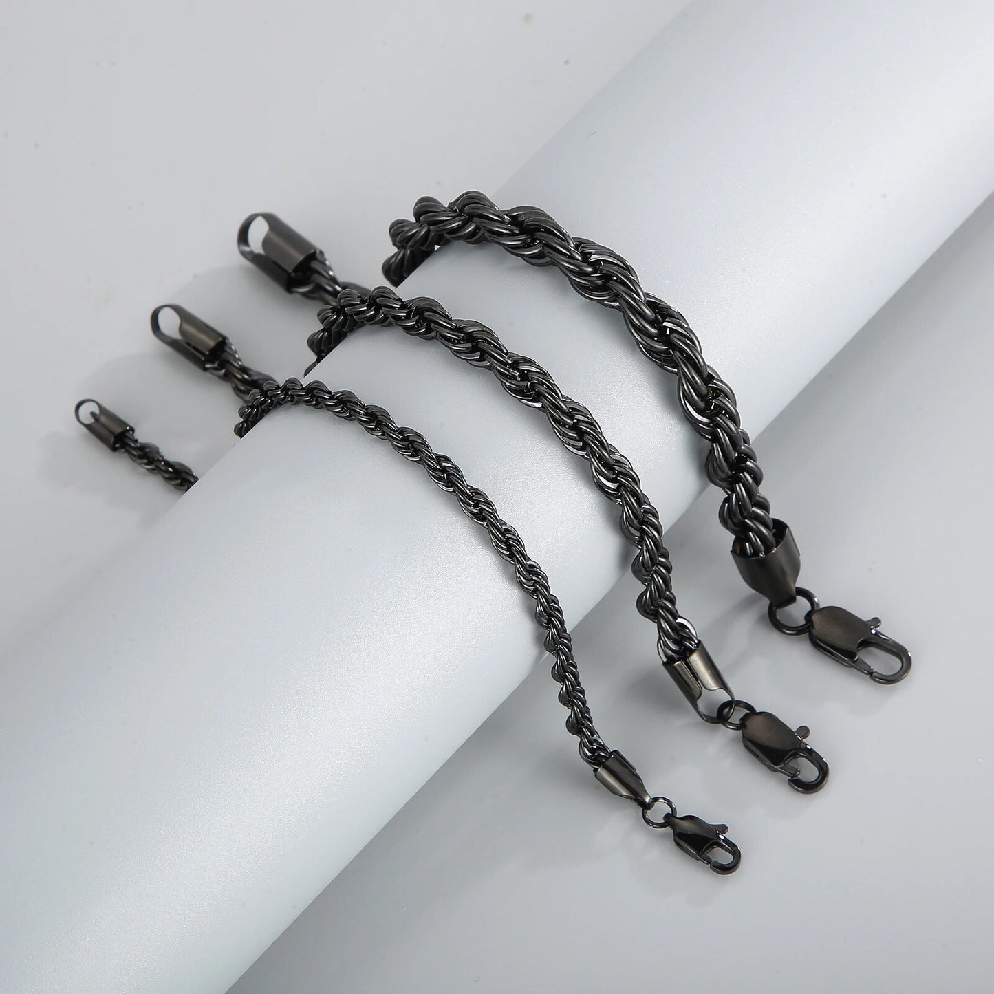 4/6/8mm Stainless Steel Bracelets For Men Women Gold Color Twisted Rope Link Ch image 12