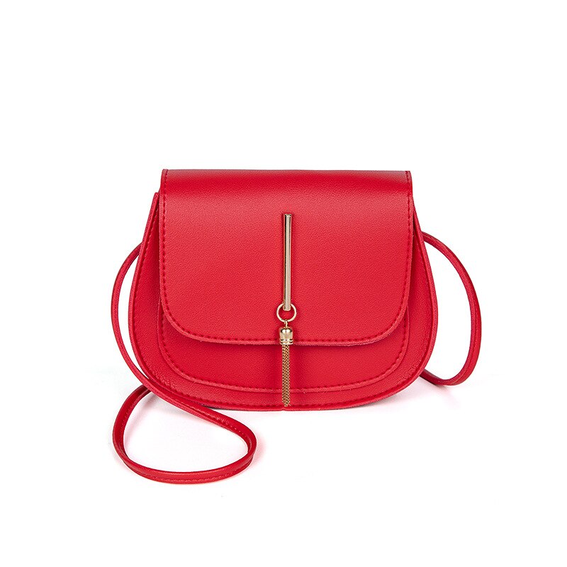 New Golden Tassel Double Layer Semi Circle Solid Color One Shoulder Saddle Bag image 6