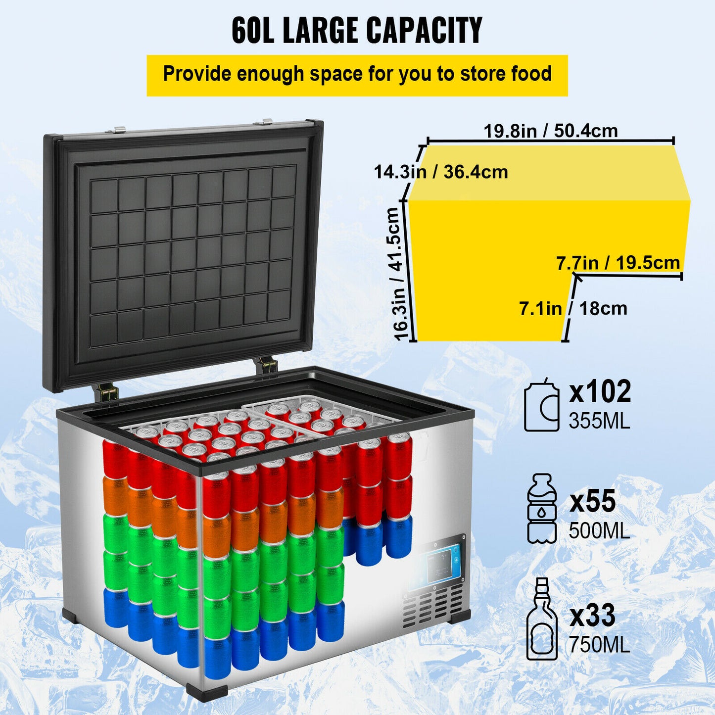 VEVOR 45L 60L 85L Mini Car Refrigerator Portable Compressor Freezer Cooler 12V/ image 1