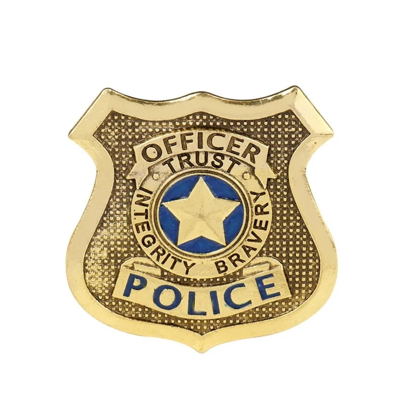 Cosplay POLICE Badge for Women Men 2023 New Fashion Gold Color Metal Pins Carto image 2