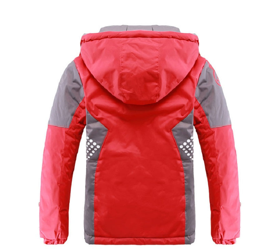 Waterproof Girls Boys Rain Jacket Patchwork Print Kids Outfits Fleece Child Coa image 4