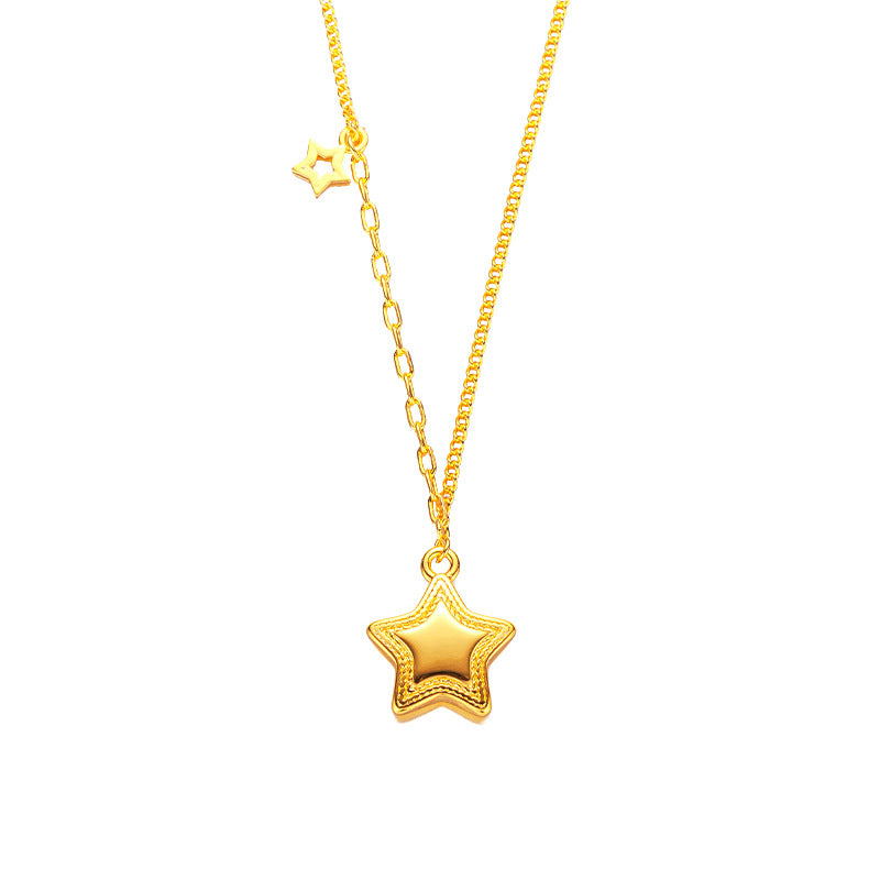 Real 18 K Gold Color Shine Star Necklace Chain for Women Valentine's Day Annive image 3