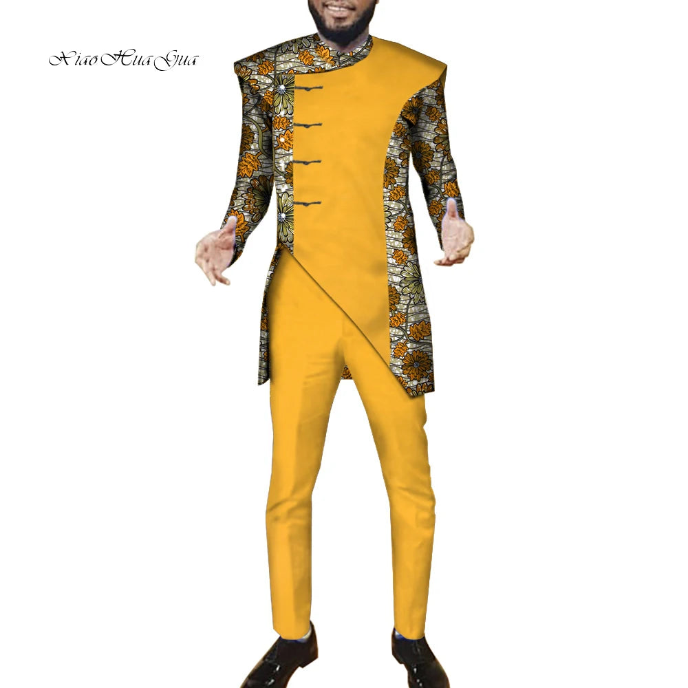 African Men Suits Sets Tops+Trousers Fashion Printing African Clothes for Men F image 11