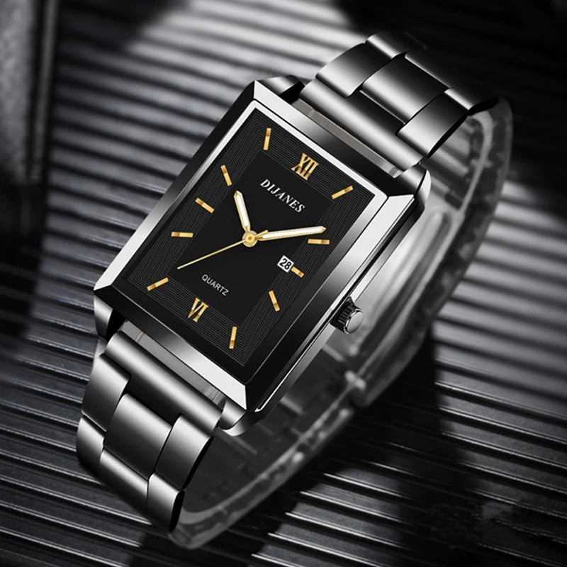 Fashion Men's Calendar Sport Casual Leather Wristwatch Luxury Business Golden S image 10