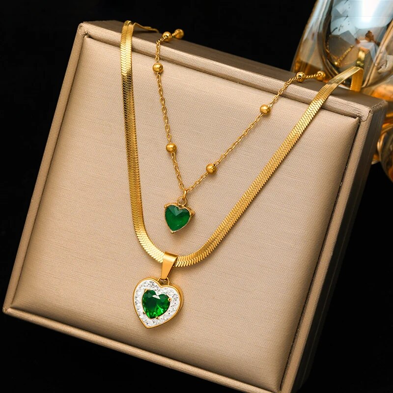 EILIECK 316L Stainless Steel Gold Color Flower Five-Leaf Clover Necklace For Wo image 8