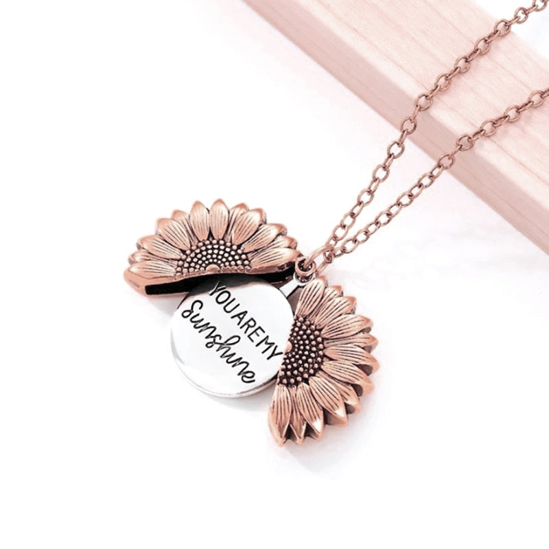 You Are My Sunshine Necklaces For Women Men Lover Gold Color Sunflower image 1
