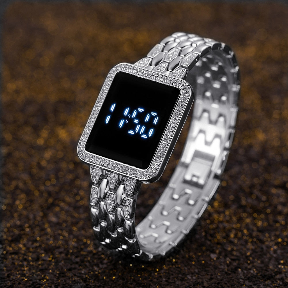 Women Watch 2023 Top Luxury Rhinestone Rose Gold Wrist Watch for Women Fashion image 8