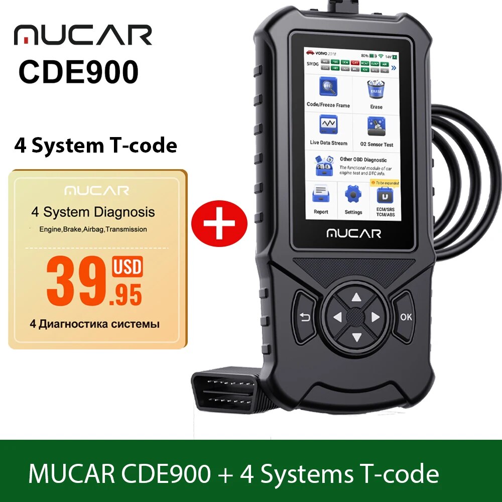 MUCAR CDE900/cde900 Pro OBD2 Diagnostic Tool Auto obd Scanner Brake Airbag Tran image 1