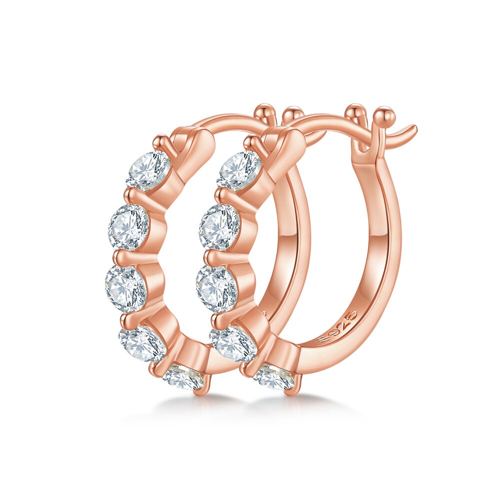 GEM'S BALLET 925 Sterling Silver Moissanite Hoop Earrings 14k Gold Earrings, Hy image 2