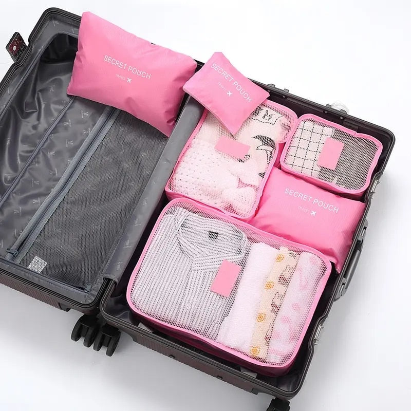6 Pcs Travel Clothes Storage Waterproof Bags Portable Luggage Organizer Pouch P image 4