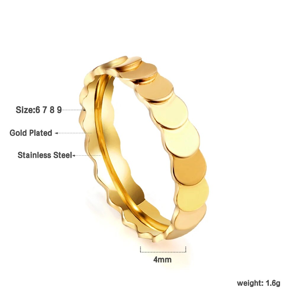LUXUSTEEL Romantic Double Hollow Heart Rings for Women Stainless Steel Golden M image 6