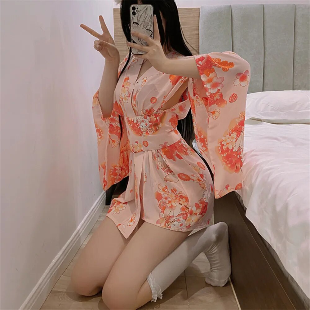 Women Japanese Temptation Uniform Clothing Ladies Printed Pajamas Kimono C image 2