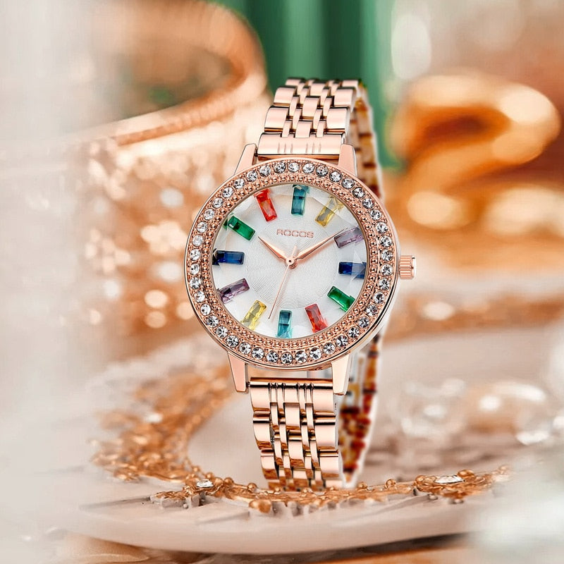 ROCOS Luxury Elegant Watch for Women Rose Gold Watch Fashion Ladies Quartz image 1