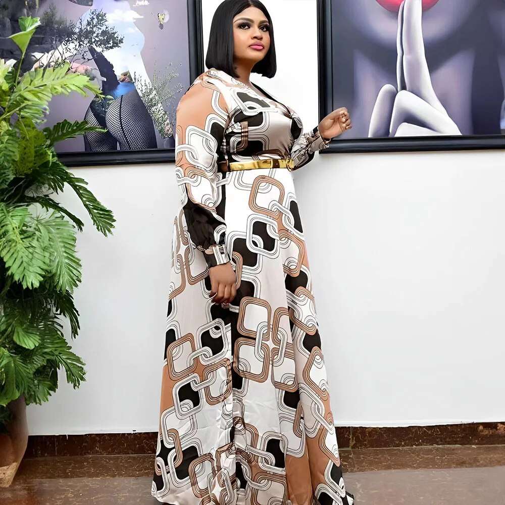 Fashion African Dresses For Women Elegant Polyester 2023 New Muslim Abayas Dash image 2