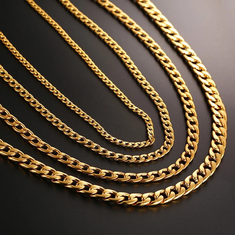 Vnox Men's Cuban Link Chain Necklace Stainless Steel Black Gold Color Male Chok image 17