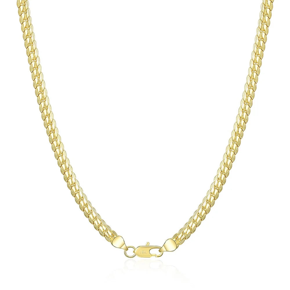 18-24Inch 45-60cm 18K Gold 5mm Full Sideways Chain Necklace For Women Man Fashi image 4