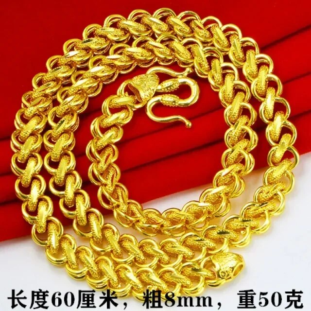 Gold shop with 9999 real gold necklace men's and women's gold 24K necklace fort image 3