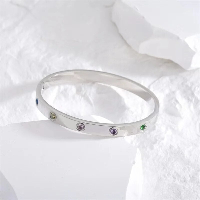2023 New Design Gold Color Zircon And Cross Nut Nail Bracelet Gold & Bangle For image 11