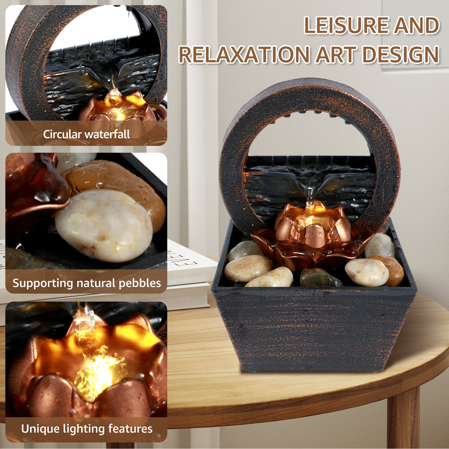 Tabletop Fountain Mini Indoor Water Fountain Creative Gifts Fengshui Home Deskt image 5