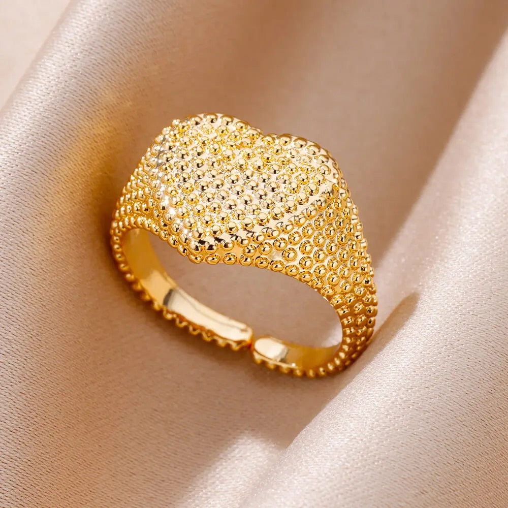 Stainless Steel Rings for Women Aesthetic Sunflower Gold Plated Wedding Couple image 33