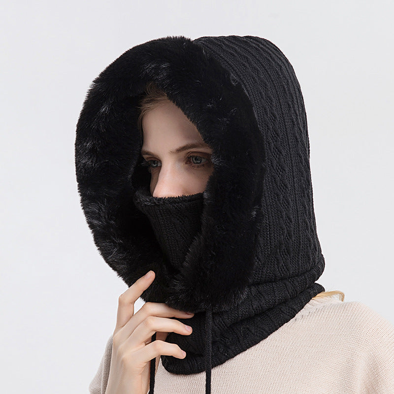 Women Beanie Hat Winter Balaclava Knitted Cap Hooded Face Mask Fluff Keep Warm image 10