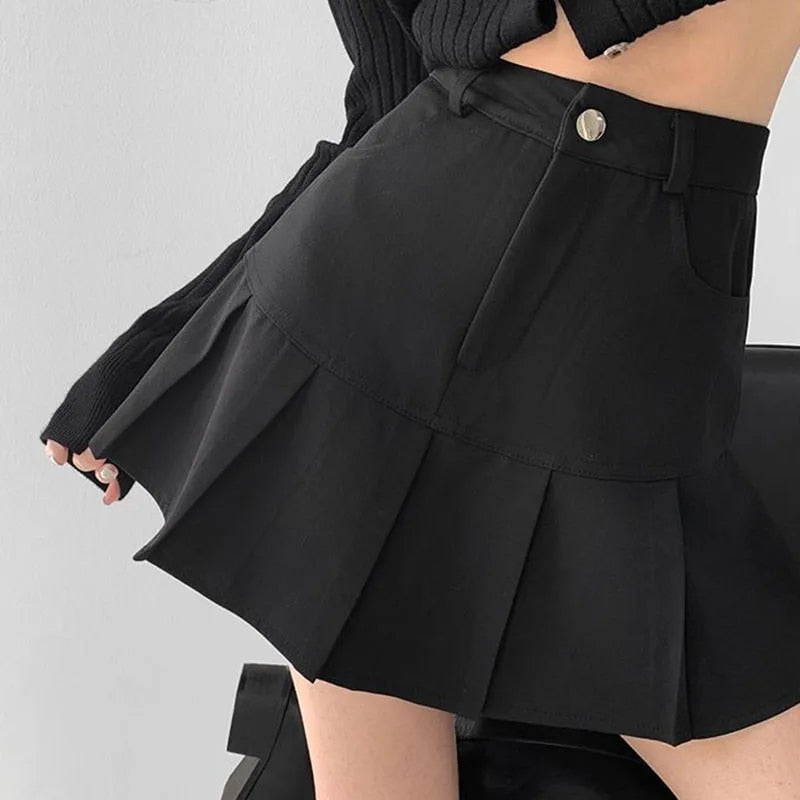 Y2K Vintage High Waist Pleated Skirt Women College Style Uniforms Safety Pants image 4