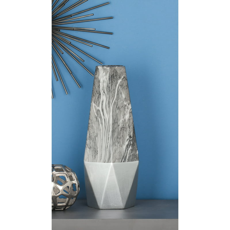 Faux Marble Gold Ceramic Vase with Gold Base image 1