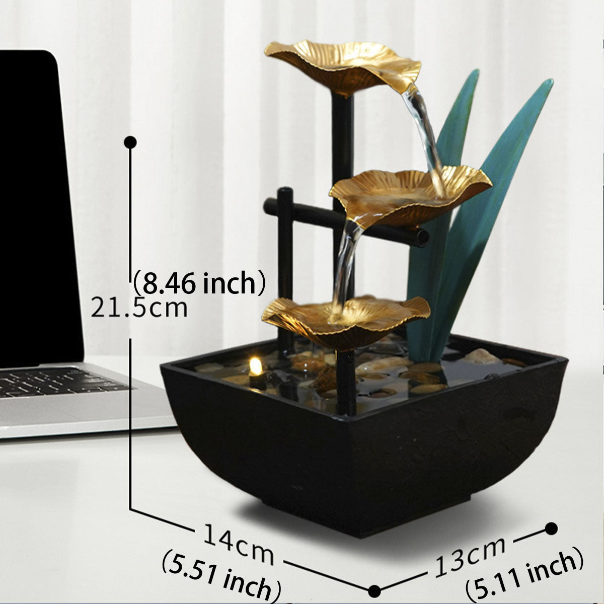 Tabletop Fountain Desktop Fountain 3-Tier Indoor Relaxation Fountain Tabletop O image 6
