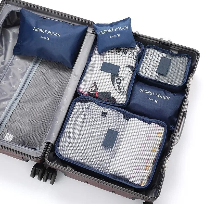 6 Pcs Travel Clothes Storage Waterproof Bags Portable Luggage Organizer Pouch P image 2