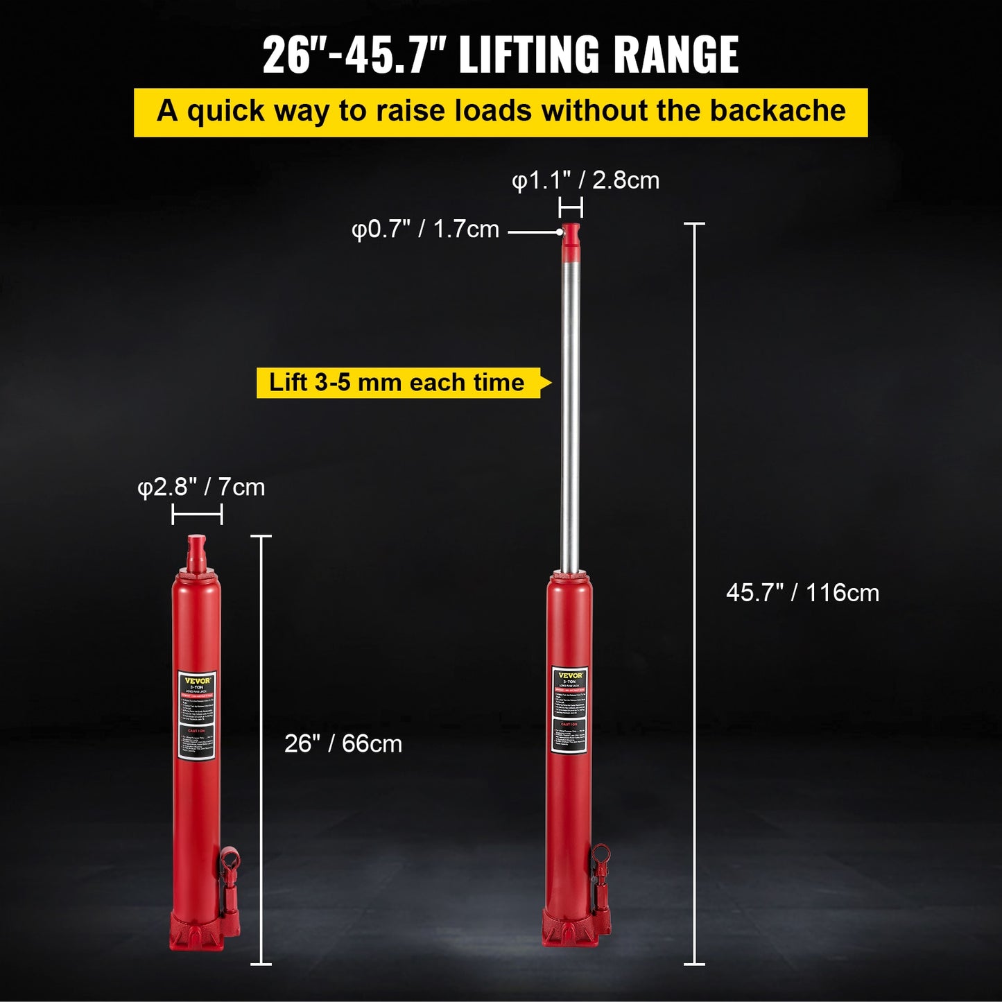 VEVOR Hydraulic Jack 3 /4/8/12 Ton Car Hydraulic Long Ram Jack Manual Engine Li image 7
