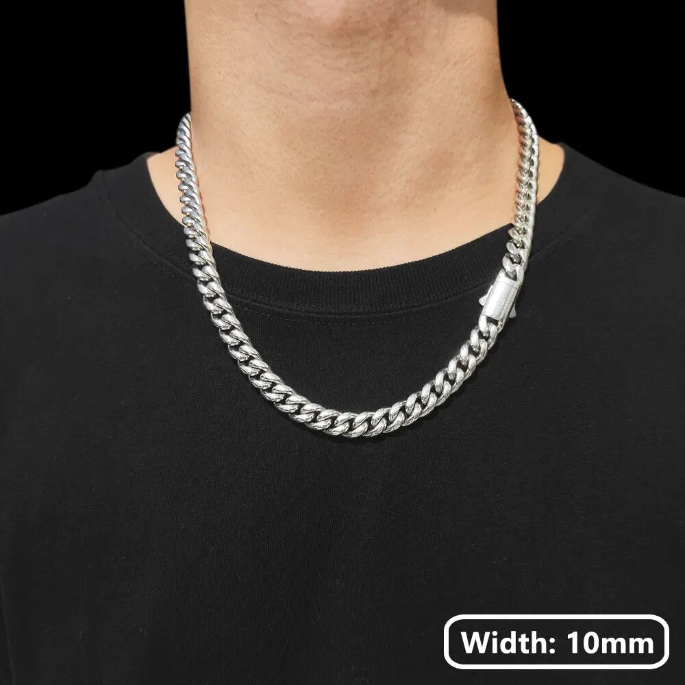Hip Hop 18k Gold PVD Plated Stainless Steel Necklace Snap Clasp Men Miami Cuban image 3