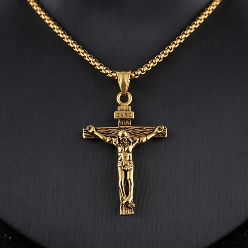 Fashion Crucifix Jesus Christ Men Jewelry Gold Brown Silver Color Metal Cross P image 13