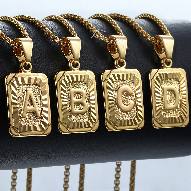 Initial Letter Pendant A-Z 26 Charm For Women Men Gold Color Silver Color image 1