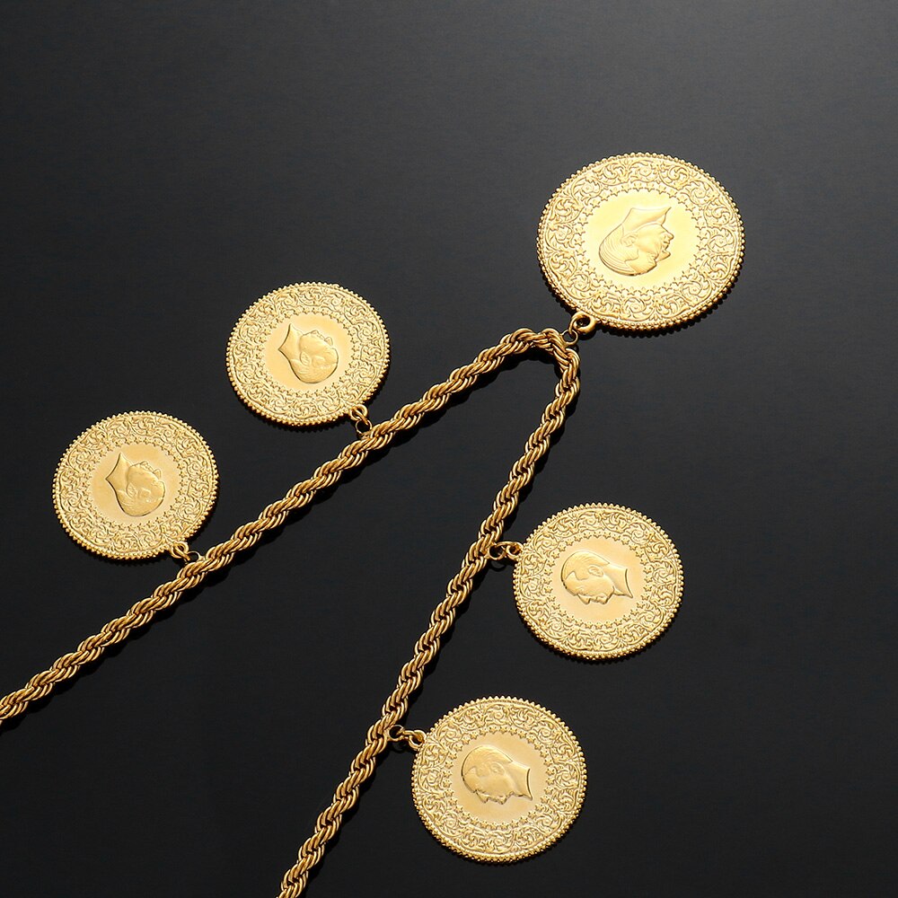 NEW Arabic Coin Muslim Islam Middle East Necklace for Women Gold Color Arab image 8