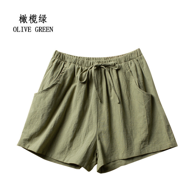 Casual Linen Shorts Women Gym Workout Shorts Cotton Short Pants High Waisted Bl image 7