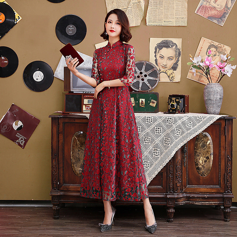 Chinese loose Ao Dai cheongsam dress Plus size improved daily cheongsam Chines image 7