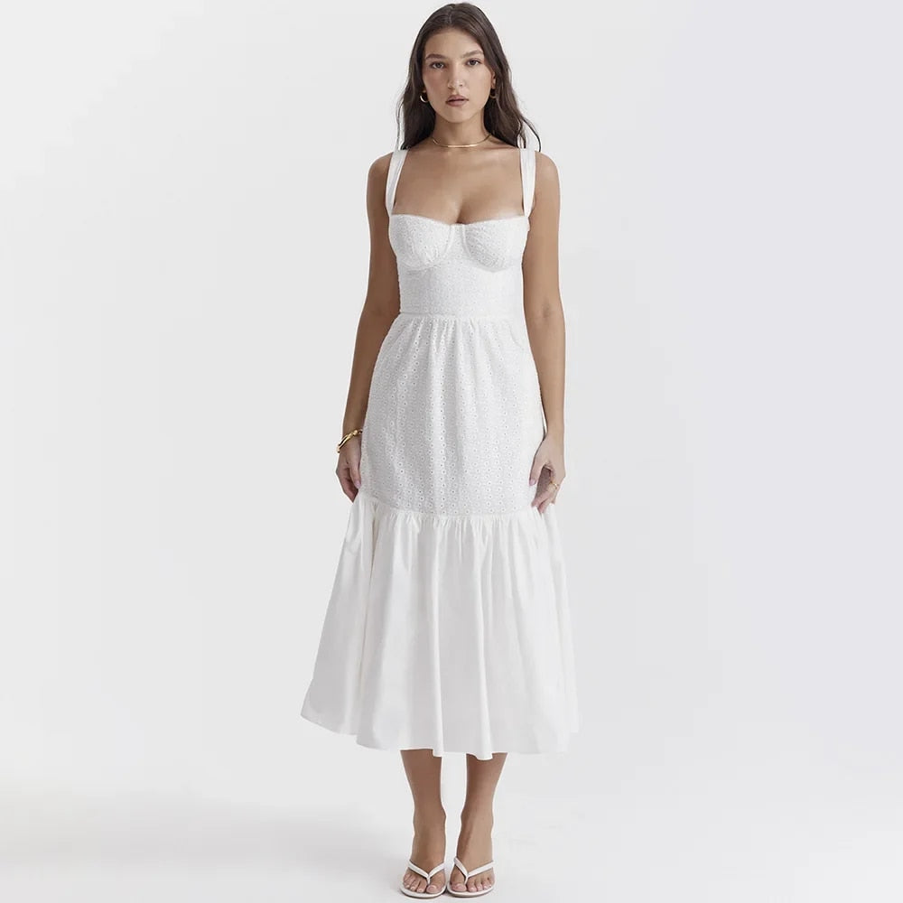 Mingmingxi High Quality Women's Summer Dress 2023 Linen-cotton Blend Jacquard D image 1